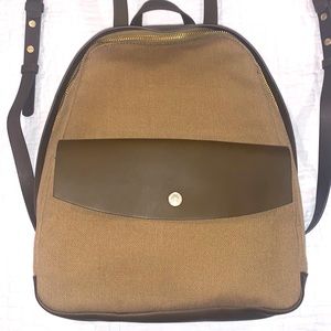 NWT Skägen Backpack Brown Leather and Olive Green Canvas